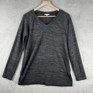 Maurices Women's Shirt Size S Gray Black Long Sleeve V-Neck Pullover